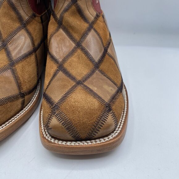 Horse Power Anderson Bean Boots HP1103 Mens 9 D Brown Suede Patchwork Red main image 6
